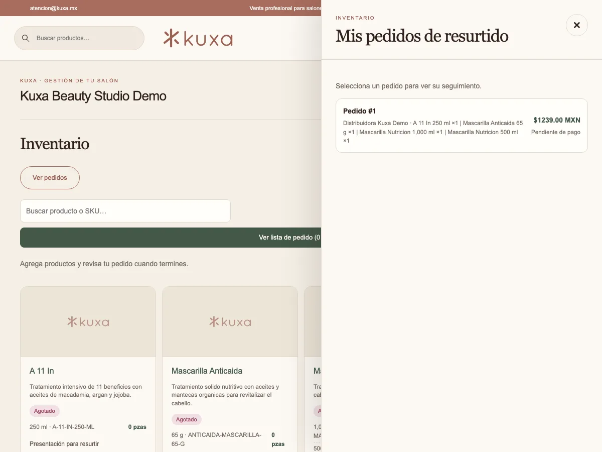 Seguimiento de pedidos del salón
